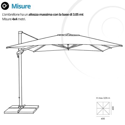 Ombrellone 4x4 Alluminio per Bar, Hotel e Giardini