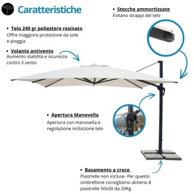 Ombrellone 4x4 Alluminio per Bar, Hotel e Giardini
