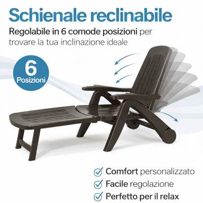 Schienale regolabile in 6 posizioni lettino Cancun