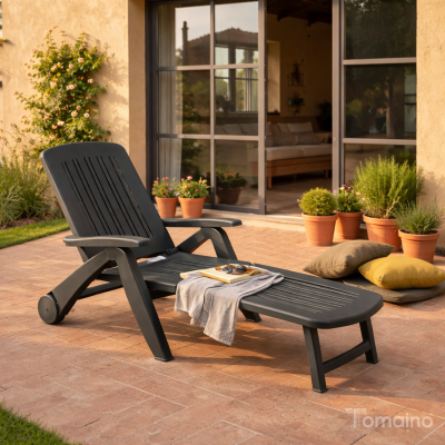 Lettino da giardino Cancun - Bica - foto all'esterno - nero