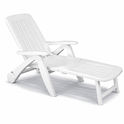 Lettino prendisole in plastica Cancun – vista frontale colore bianco