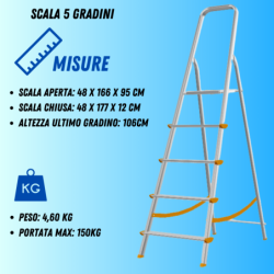 Scala in alluminio pieghevole 3 4 5 6 7 8 gradini