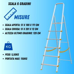 Scala in alluminio pieghevole 3 4 5 6 7 8 gradini