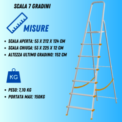 Scala in alluminio pieghevole 3 4 5 6 7 8 gradini