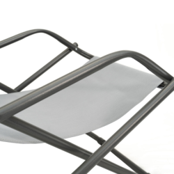 Sdraio da esterno in acciaio e tessuto traspirante, dondolino basculante, Swing, textilene , Tomaino