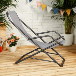 Sdraio da esterno in acciaio e tessuto traspirante, dondolino basculante, Swing, textilene , Tomaino