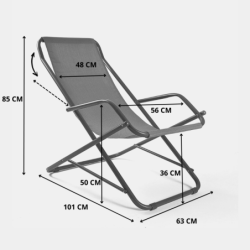 Sdraio da esterno in acciaio e tessuto traspirante, dondolino basculante, Swing, textilene , Tomaino