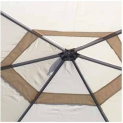 Gazebo in ferro esagonale  ∅  4m con zanzariere e tende laterali – GAZ370 – Tomaino