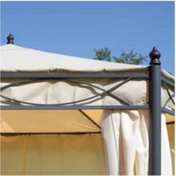 Gazebo in ferro esagonale  ∅  4m con zanzariere e tende laterali – GAZ370 – Tomaino