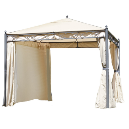 Gazebo in ferro quadrato 3×3, telo 210gr, kit tende e zanzariere, GAZ371 – Tomaino