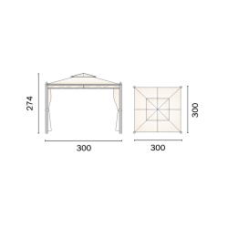 Gazebo in ferro quadrato 3×3, telo 210gr, kit tende e zanzariere, GAZ371 – Tomaino