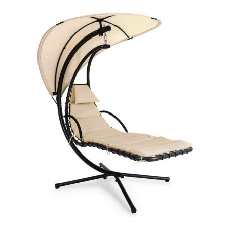 Amaca sospesa, lettino con tettuccio luna stile Hollywood con telaio in acciaio Tomaino