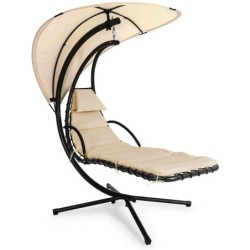 Amaca sospesa, lettino con tettuccio luna stile Hollywood con telaio in acciaio Tomaino