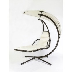 Amaca sospesa, lettino con tettuccio luna stile Hollywood con telaio in acciaio Tomaino