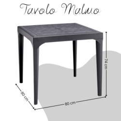 Tavolo da giardino in plastica quadrato Malmo effetto legno