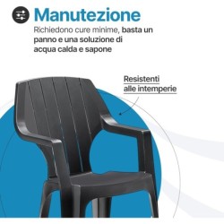 Sedia da Giardino in Plastica Impilabile Alta, 6 pezzi