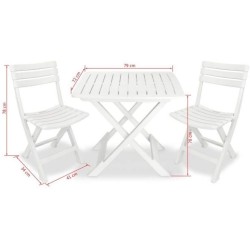 Tavolo e sedie da giardino in plastica pieghevole 1 tevere + 2 Birky – Tomaino