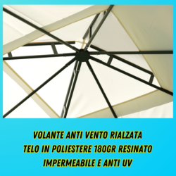 Gazebo da giardino 3×3, in ferro telo ecrù 180gr, GAZ365