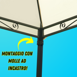 Gazebo da giardino 3×3, in ferro telo ecrù 180gr, GAZ365