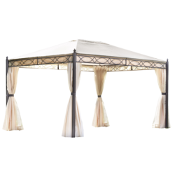 Gazebo da giardino rettangolare in ferro 3×4, telo 210gr, kit tende e zanzariere, GAZ372 – Tomaino