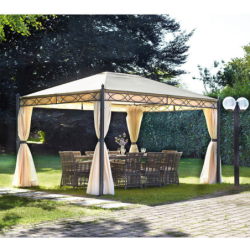 Gazebo da giardino rettangolare in ferro 3×4, telo 210gr, kit tende e zanzariere, GAZ372 – Tomaino