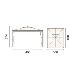Gazebo da giardino rettangolare in ferro 3×4, telo 210gr, kit tende e zanzariere, GAZ372 – Tomaino