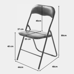 Sedia pieghevole in ferro imbottita salvaspazio seduta ecopelle 78 x 44 x38cm – TOMAINO