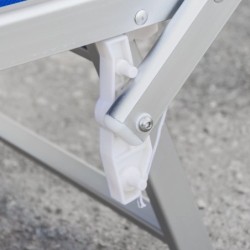 Lettino prendi sole da giardino in alluminio e textilene 186x61x38cm con tettuttuccio pieghevole -mare – piscina – campeggio – T