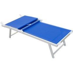 Lettino prendi sole da giardino in alluminio e textilene 186x61x38cm con tettuttuccio pieghevole -mare – piscina – campeggio – T