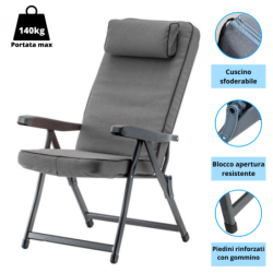 Sdraio in ferro con cuscino, pieghevole, Paradiso, TOMAINO