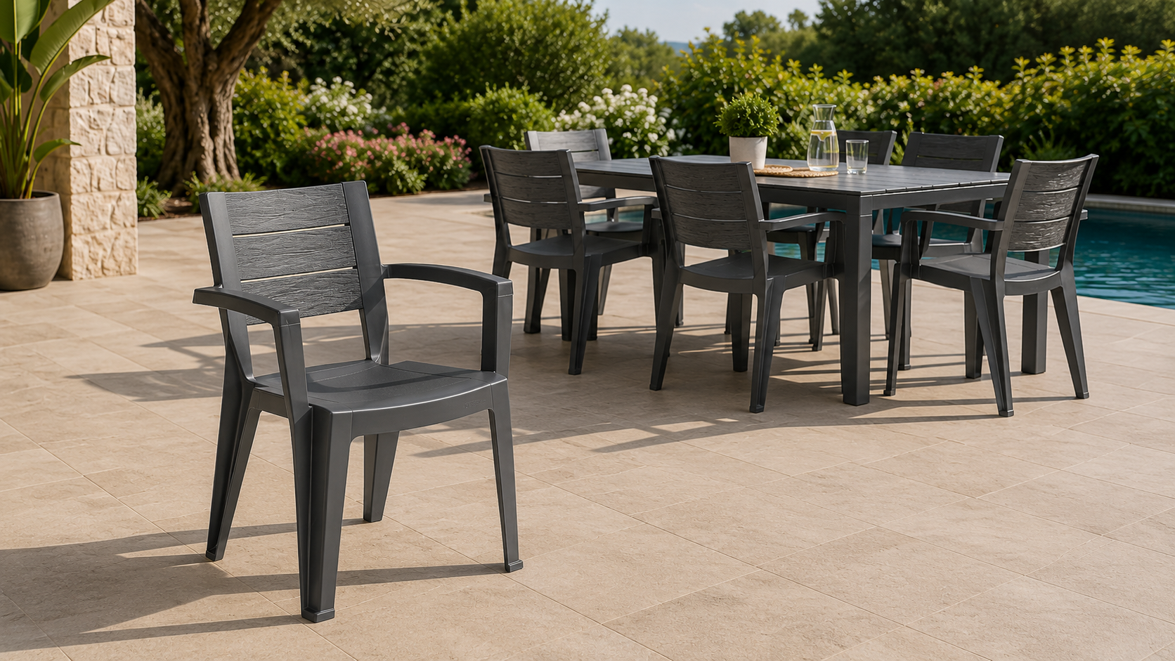 Sedie da giardino in plastica Tomaino per terrazzi, balconi e spazi esterni