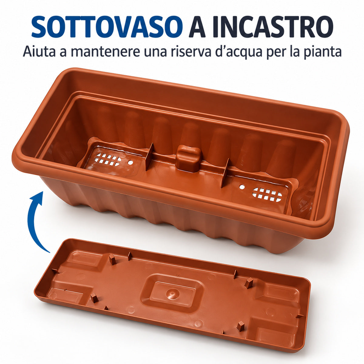 Vaso Venezia rettangolare con sottovaso integrato 3 MISURE