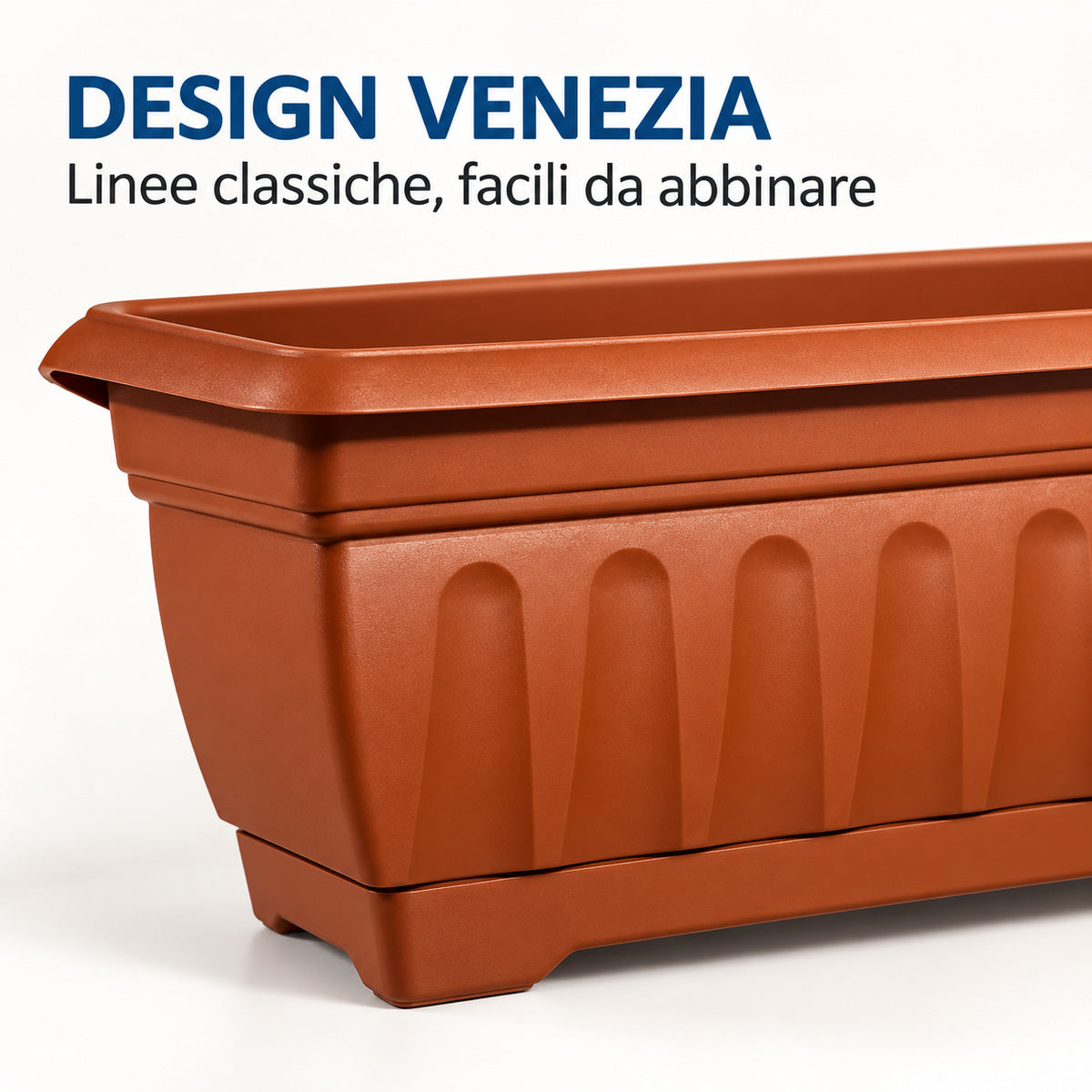 Vaso Venezia rettangolare con sottovaso integrato 3 MISURE