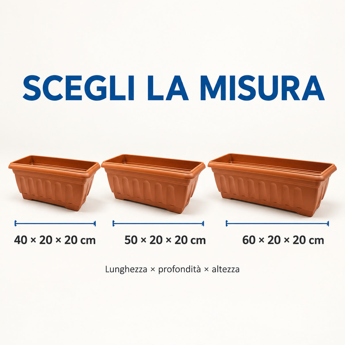 Vaso Venezia rettangolare con sottovaso integrato 3 MISURE