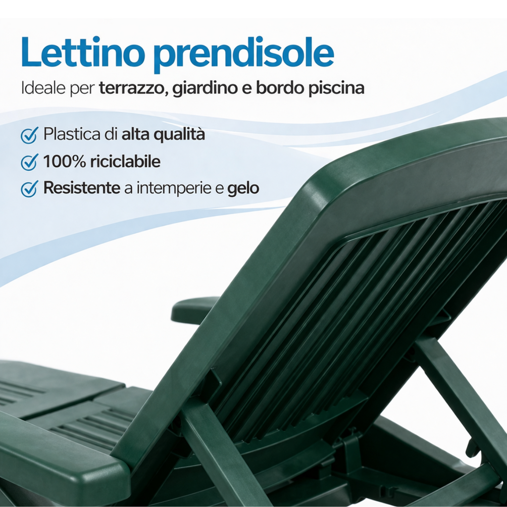 Lettino Prendisole in Plastica da Giardino Cancun