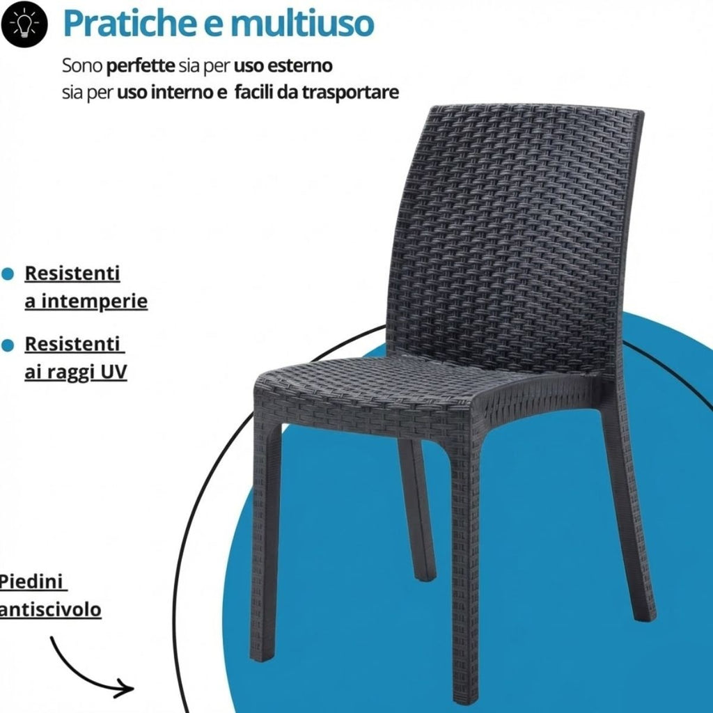 Sedia da giardino in plastica Virginia effetto rattan