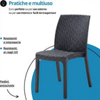 Sedia da giardino in plastica Virginia effetto rattan