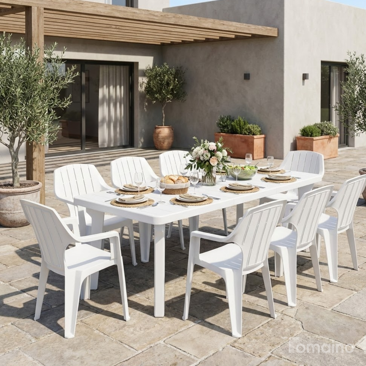 Sedia da Giardino in Plastica Impilabile Alta