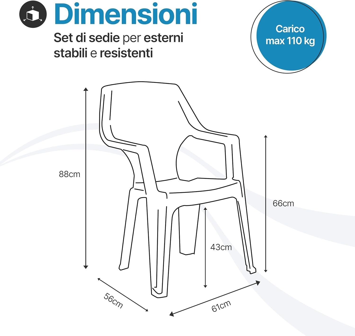 Sedia da Giardino in Plastica Impilabile Alta