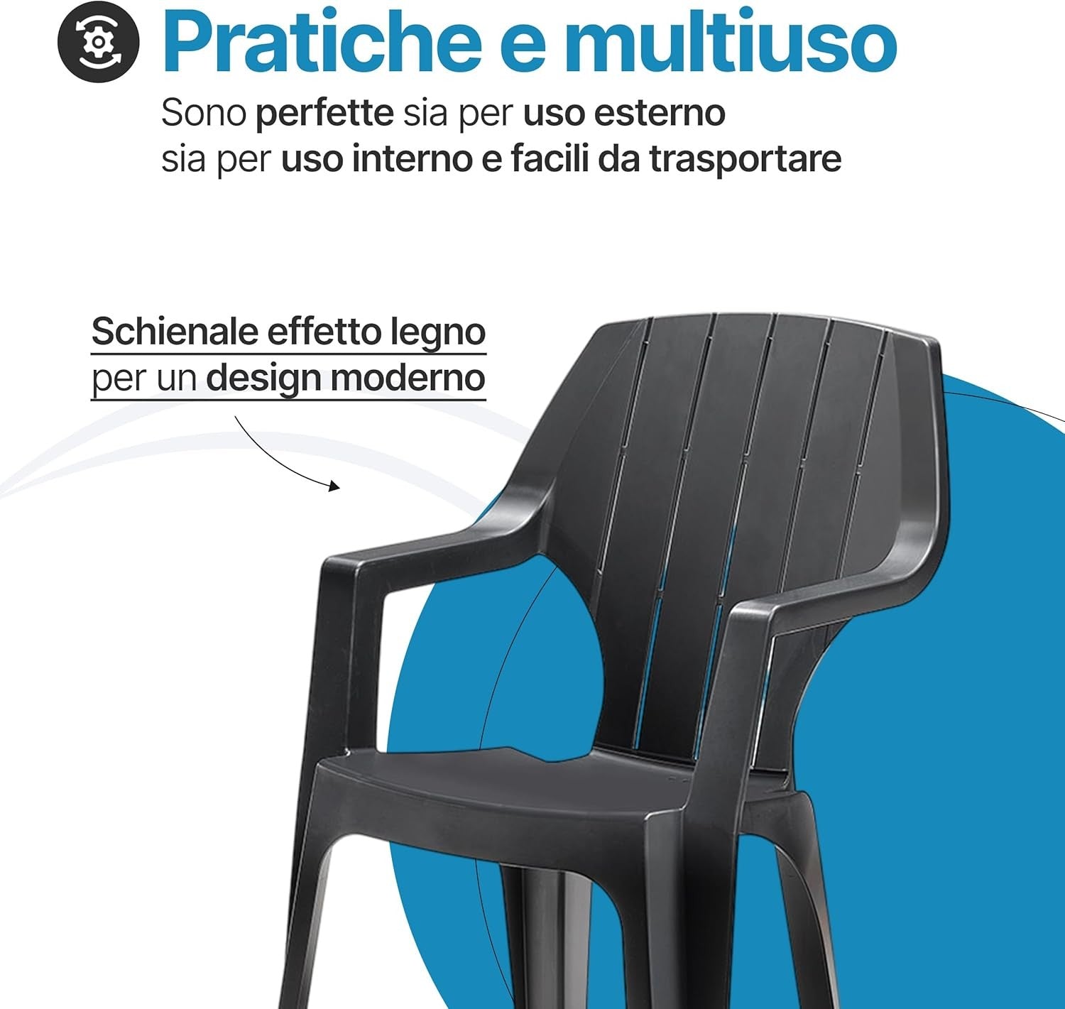 Sedia da Giardino in Plastica Impilabile Alta