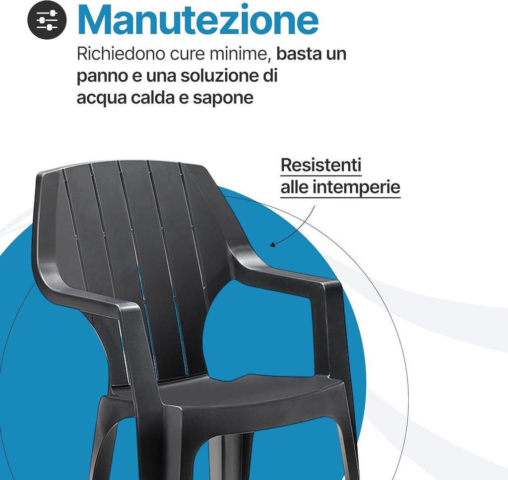 Sedia da Giardino in Plastica Impilabile Alta