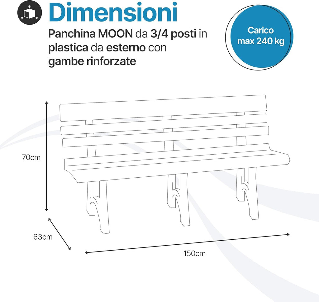 Panchina da Giardino Olimpia 3 Posti in Plastica 145 cm