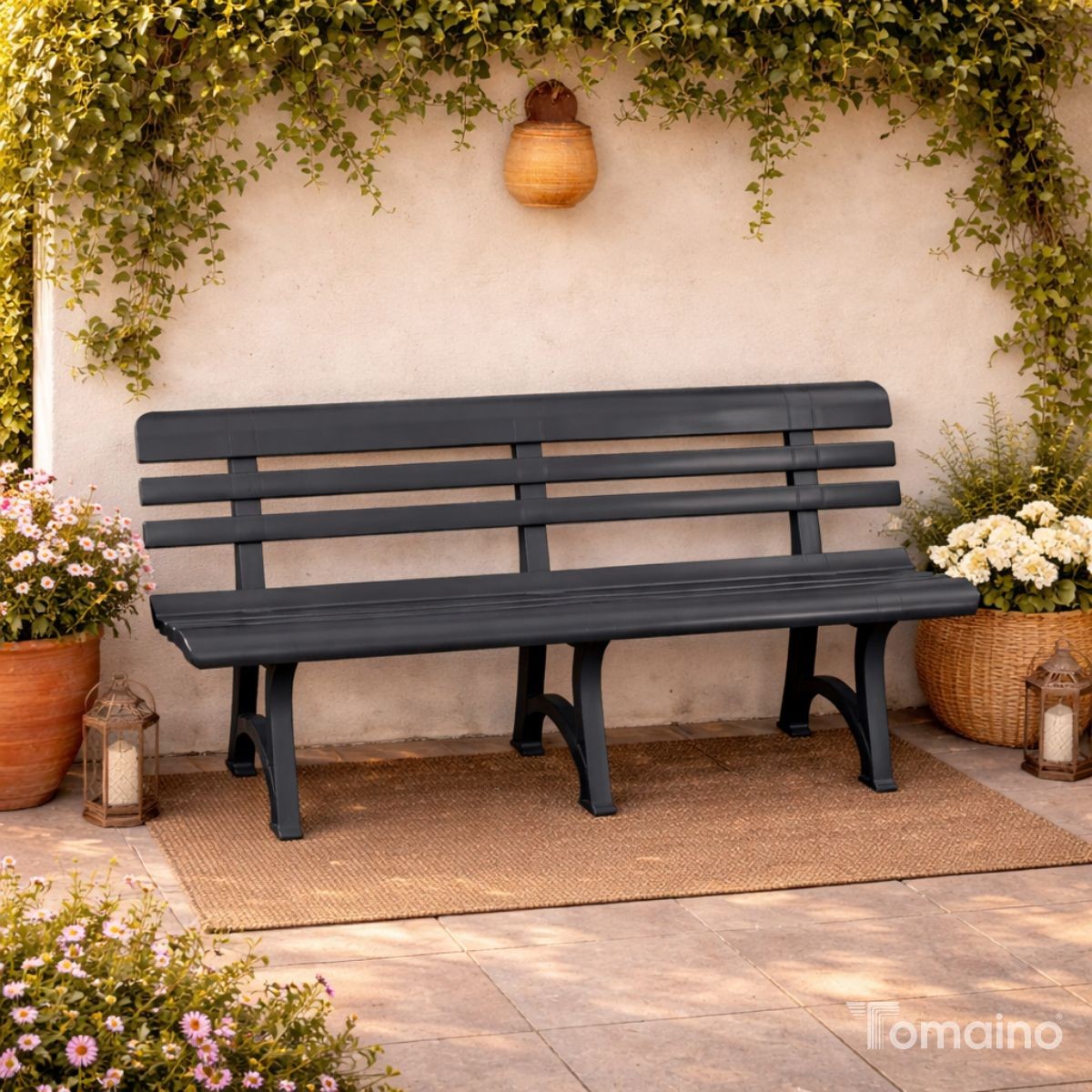 Panchina da Giardino Olimpia 3 Posti in Plastica 145 cm