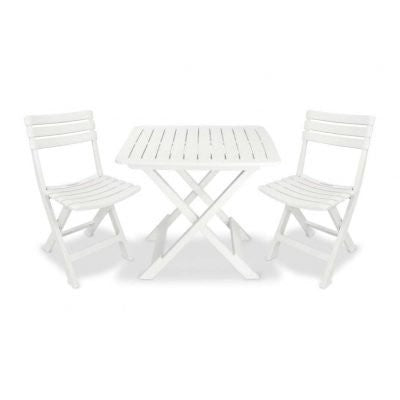 Tavolo e sedie da giardino in plastica pieghevole 1 tevere + 2 Birky – Tomaino