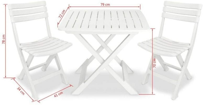 Tavolo e sedie da giardino in plastica pieghevole 1 tevere + 2 Birky – Tomaino