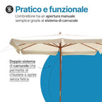 Ombrellone da giardino 3×2 Premium 4001 - Palo centrale in legno telo 230gr