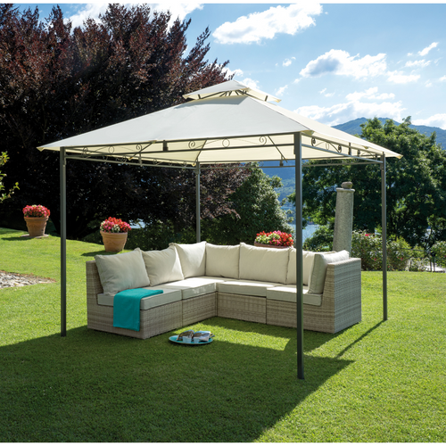 Gazebo da giardino 3×3, in ferro telo ecrù 180gr, GAZ365