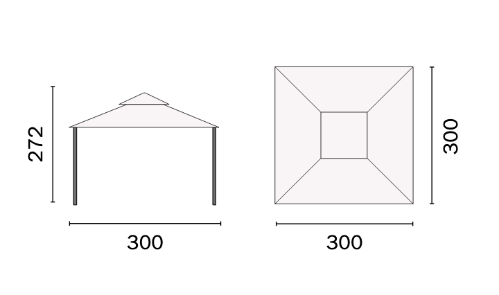 Gazebo da giardino 3×3, in ferro telo ecrù 180gr, GAZ365