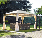 Gazebo da giardino rettangolare in ferro 3×4, telo 210gr, kit tende e zanzariere, GAZ372 – Tomaino