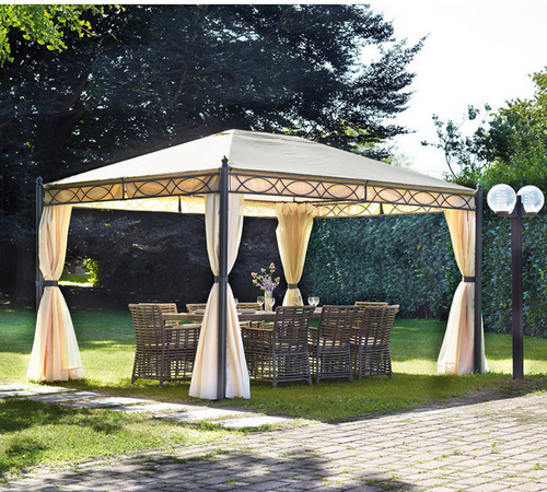 Gazebo da giardino rettangolare in ferro 3×4, telo 210gr, kit tende e zanzariere, GAZ372 – Tomaino